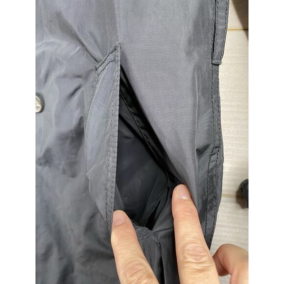 Banana Republic Rain Coat Womens S Black Polyurethane Coated Trench Belted 90s - Picture 7 of 14